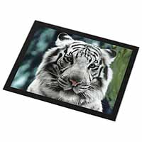 Siberian White Tiger Black Rim High Quality Glass Placemat