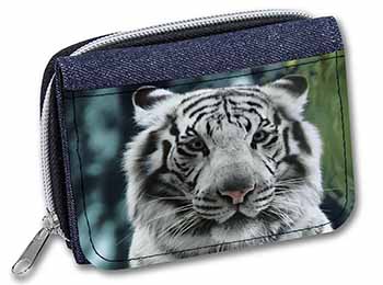 Siberian White Tiger Unisex Denim Purse Wallet