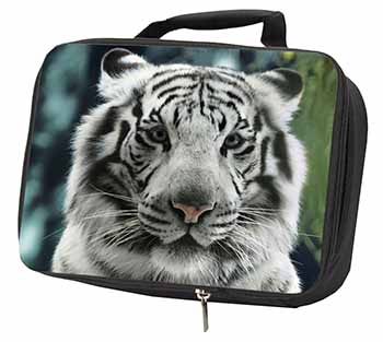 Siberian White Tiger Black Insulated School Lunch Box/Picnic Bag