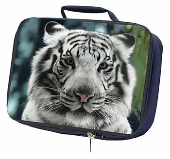 Siberian White Tiger Navy Insulated School Lunch Box/Picnic Bag