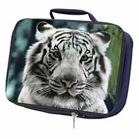 Siberian White Tiger Navy Insulated School Lunch Box/Picnic Bag