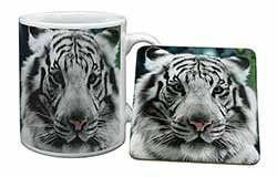 Siberian White Tiger Mug and Coaster Set