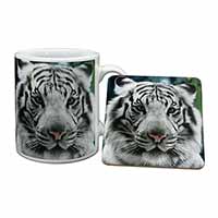Siberian White Tiger Mug and Coaster Set