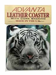 Siberian White Tiger Single Leather Photo Coaster