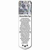 Siberian White Tiger Bookmark, Book mark, Printed full colour