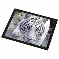 Siberian White Tiger Black Rim High Quality Glass Placemat