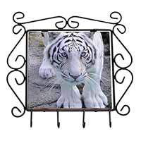 Siberian White Tiger Wrought Iron Key Holder Hooks