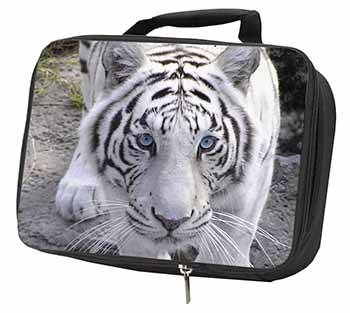 Siberian White Tiger Black Insulated School Lunch Box/Picnic Bag