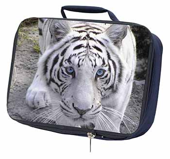 Siberian White Tiger Navy Insulated School Lunch Box/Picnic Bag