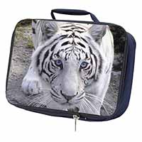 Siberian White Tiger Navy Insulated School Lunch Box/Picnic Bag