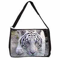 Siberian White Tiger Large Black Laptop Shoulder Bag School/College