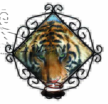 Bengal Tiger Wrought Iron Wall Art Candle Holder
