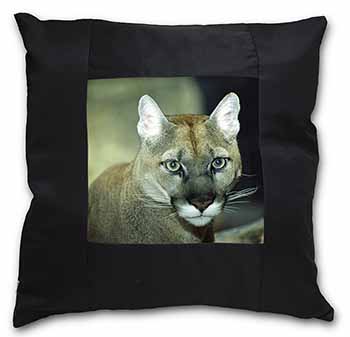 Stunning Big Cat Cougar Black Satin Feel Scatter Cushion