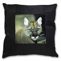 Stunning Big Cat Cougar Black Satin Feel Scatter Cushion