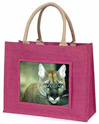 Stunning Big Cat Cougar Large Pink Jute Shopping Bag