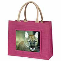 Stunning Big Cat Cougar Large Pink Jute Shopping Bag
