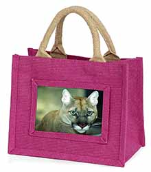 Stunning Big Cat Cougar Little Girls Small Pink Jute Shopping Bag