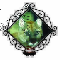 Stunning Big Cat Cougar Wrought Iron Wall Art Candle Holder
