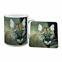 Stunning Big Cat Cougar Mug and Coaster Set