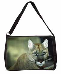 Stunning Big Cat Cougar Large Black Laptop Shoulder Bag School/College