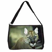 Stunning Big Cat Cougar Large Black Laptop Shoulder Bag School/College