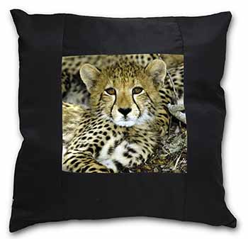 Baby Cheetah Black Satin Feel Scatter Cushion