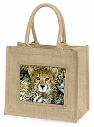 Baby Cheetah Natural/Beige Jute Large Shopping Bag