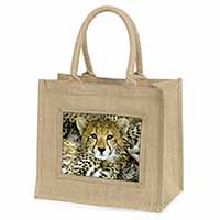 Baby Cheetah Natural/Beige Jute Large Shopping Bag