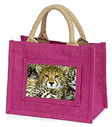 Baby Cheetah Little Girls Small Pink Jute Shopping Bag