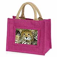 Baby Cheetah Little Girls Small Pink Jute Shopping Bag