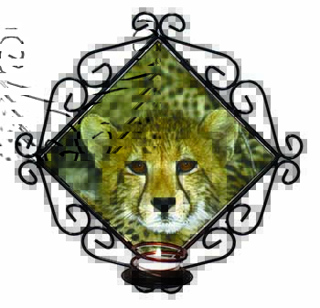 Baby Cheetah Wrought Iron Wall Art Candle Holder