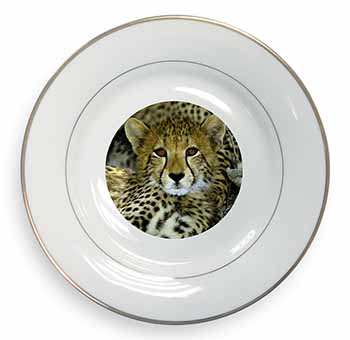 Baby Cheetah Gold Rim Plate Printed Full Colour in Gift Box