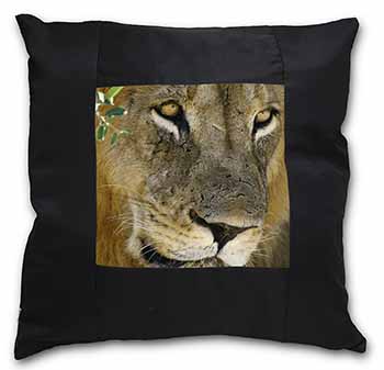 Lions Face Black Satin Feel Scatter Cushion