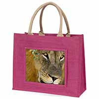 Lions Face Large Pink Jute Shopping Bag