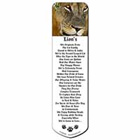 Lions Face Bookmark, Book mark, Printed full colour