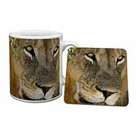 Lions Face Mug and Coaster Set