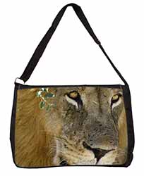 Lions Face Large Black Laptop Shoulder Bag School/College