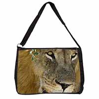 Lions Face Large Black Laptop Shoulder Bag School/College