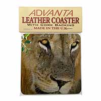 Lions Face Single Leather Photo Coaster