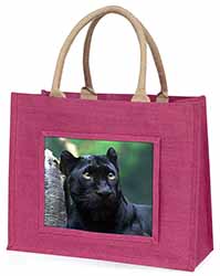 Black Panther Large Pink Jute Shopping Bag