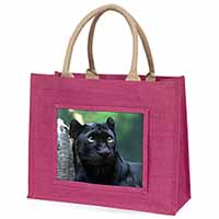 Black Panther Large Pink Jute Shopping Bag