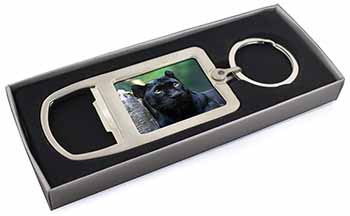 Black Panther Chrome Metal Bottle Opener Keyring in Box