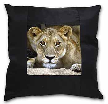 Lioness Black Satin Feel Scatter Cushion