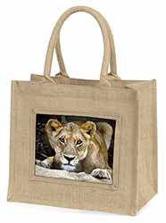 Lioness Natural/Beige Jute Large Shopping Bag