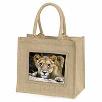 Lioness Natural/Beige Jute Large Shopping Bag