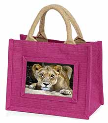 Lioness Little Girls Small Pink Jute Shopping Bag