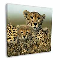 Cheetah and Cubs Square Canvas 12"x12" Wall Art Picture Print