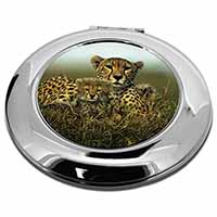 Cheetah and Cubs Make-Up Round Compact Mirror