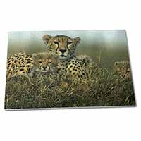 Large Glass Cutting Chopping Board Cheetah and Cubs