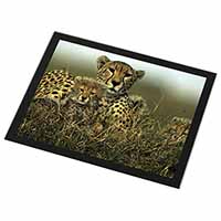 Cheetah and Cubs Black Rim High Quality Glass Placemat